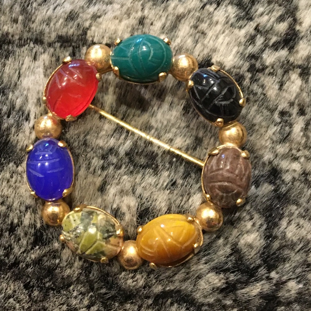Vintage  12kt GF Scarab Circle Brooch